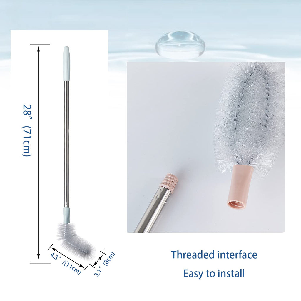 2 Pack 28" Long Bottle Brush, 3 & 5 Gallon Bottle Cleaner Brush, Nylon Bristles and Stainless Steel Handle Bendable Replaceable Brush Head Bottle Cleaning Brush
