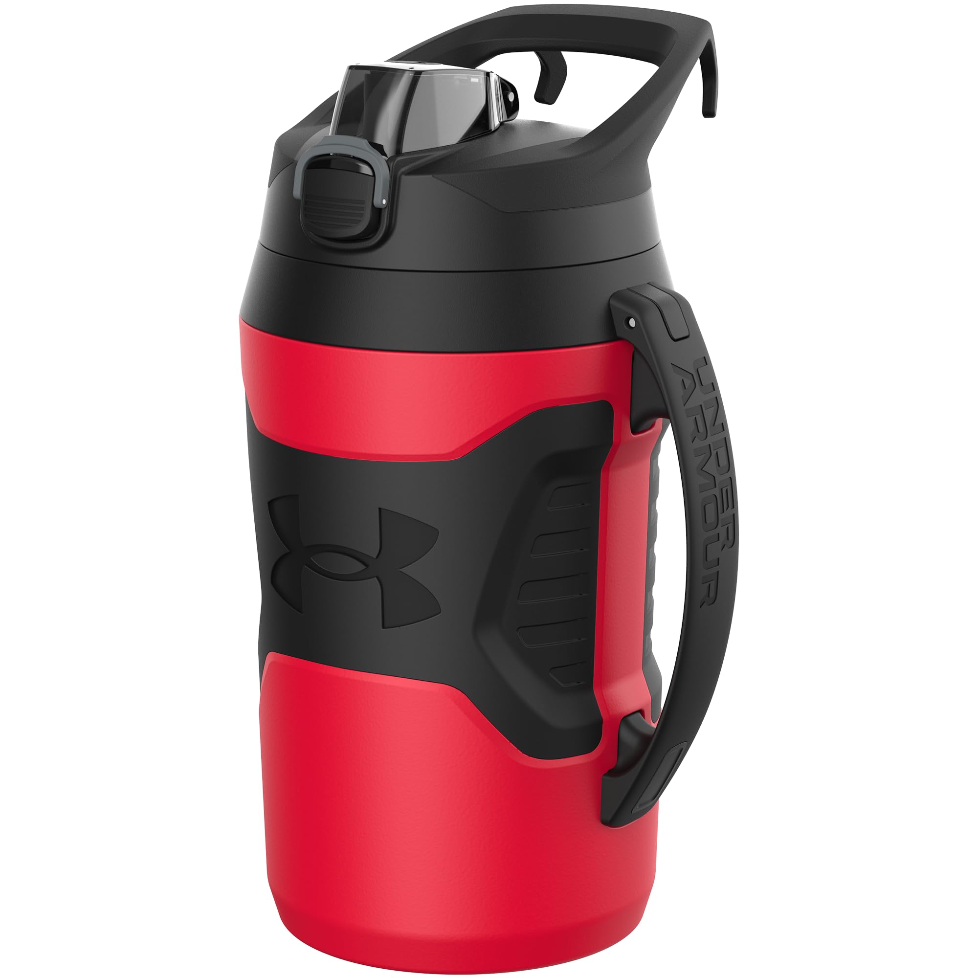 Buy now Under Armour Half Gallon Water Bottle Insulated, 64oz Insulated Water Bottle with Handle, Fence Hook, Leak Resistant, for Baseball, Football & More, Academy/Black Red at indiglob india