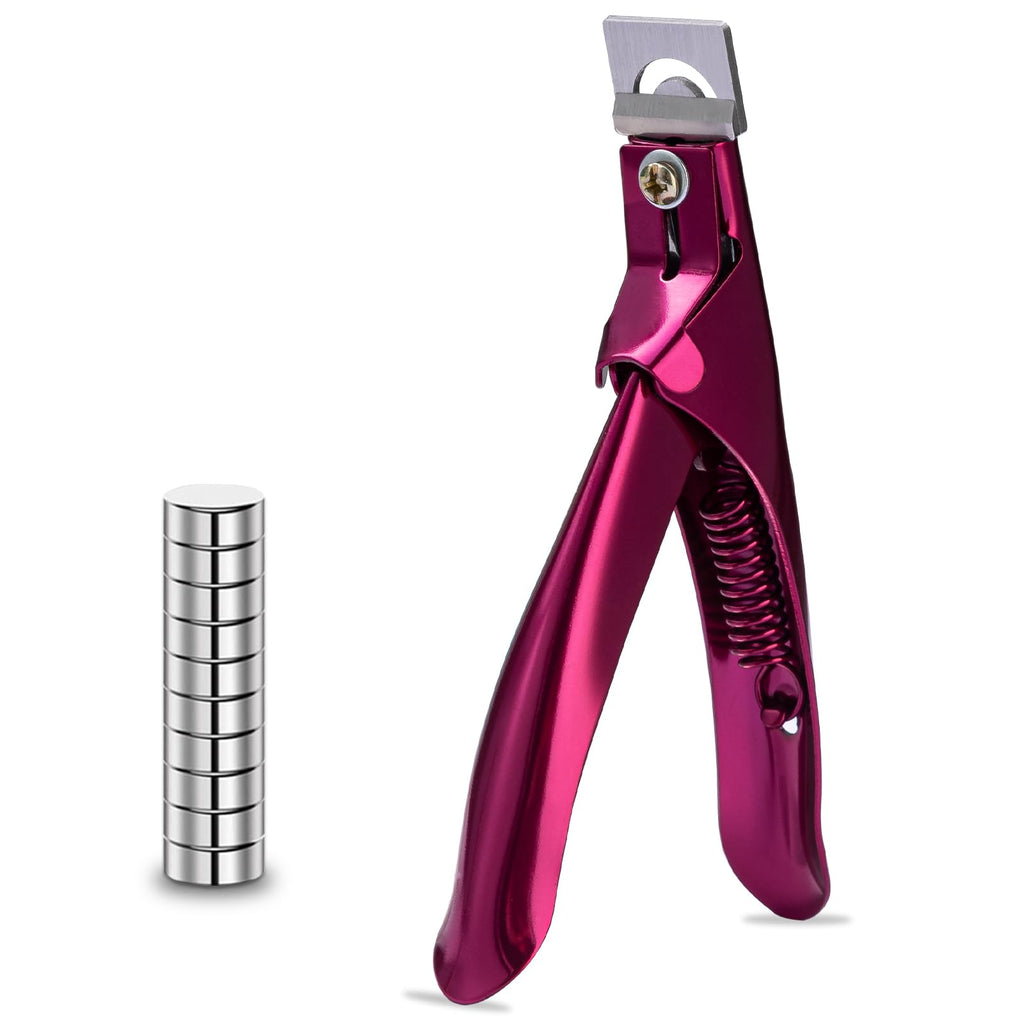 Acrylic Nail Cutter with Magnet Sizer & Length Measurement,Adjustable Stainless Nail Trimmer for Salon Home Nail Art, Professional Nail Clippers for Precise Manicures (Rainbow)