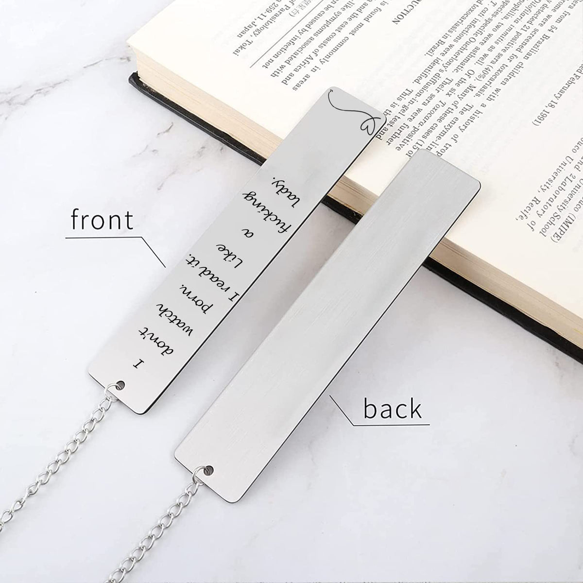 Metal Bookmark Gift, Engraved Stainless Steel Leaf Pendant Book Mark