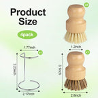 Bamboo Dish Brush Set with Holder, 2 Sisal & 1 Palm Scrub Brush