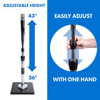 Tanner Tee The Original Batting Tee – Adjustable Pro Hitting Tee for Baseball & Softball, Steel Shaft, Composite Base, Hand-Rolled Rubber Top, 26"-43" Height