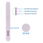 80/80 Grit Nail Files (50 Pcs), Emery Boards for Acrylic Nails and Gel Nails, Coarse Nail File Double Sided 80 Grits Emory Professional Nail Filers Pack Reusable Washable Manicure Gray