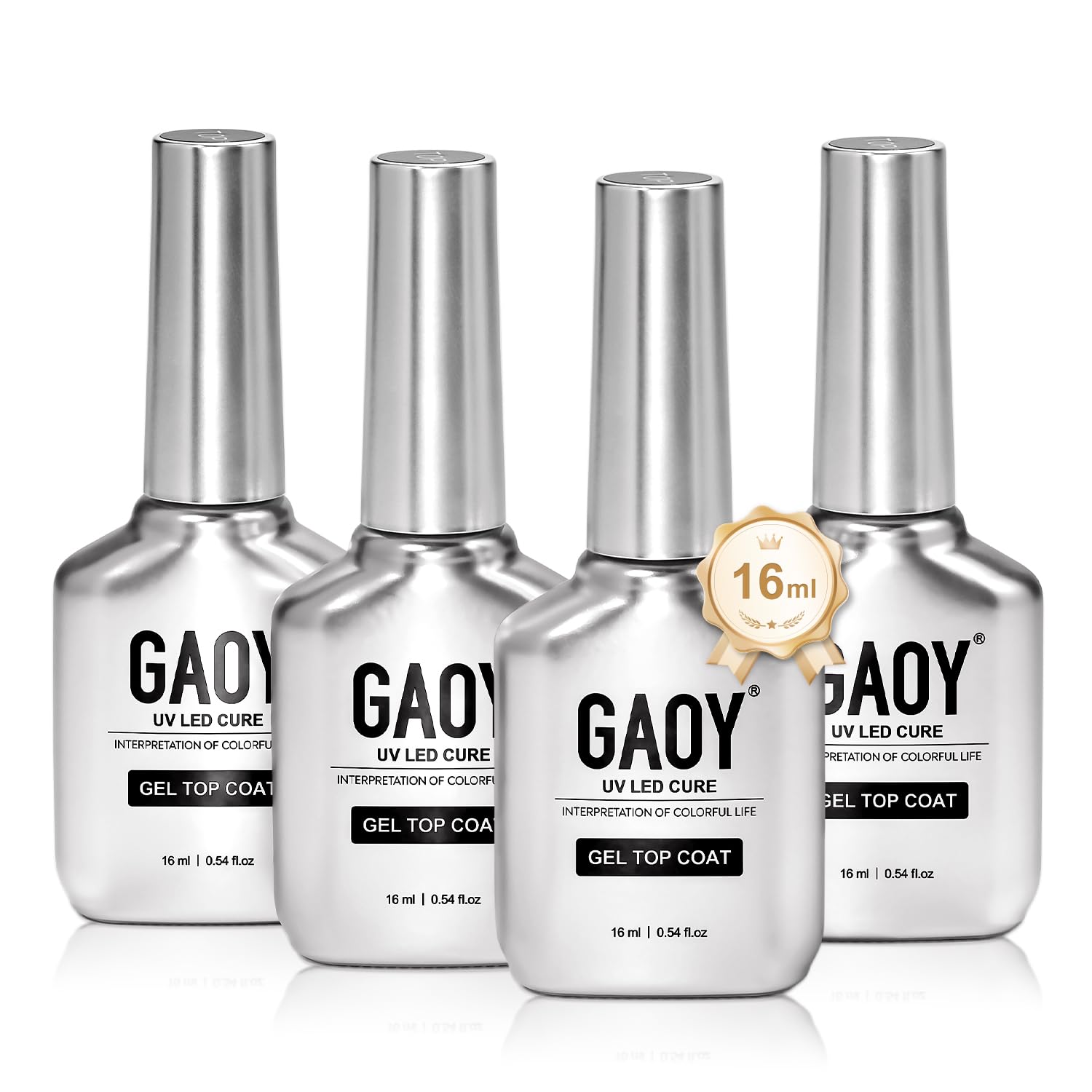 GAOY 2 Pcs 16ml No Wipe Gel Top Coat, Glassy Clear Gel Top Coat, High Gloss Finish for UV Light Cure Nail Polish