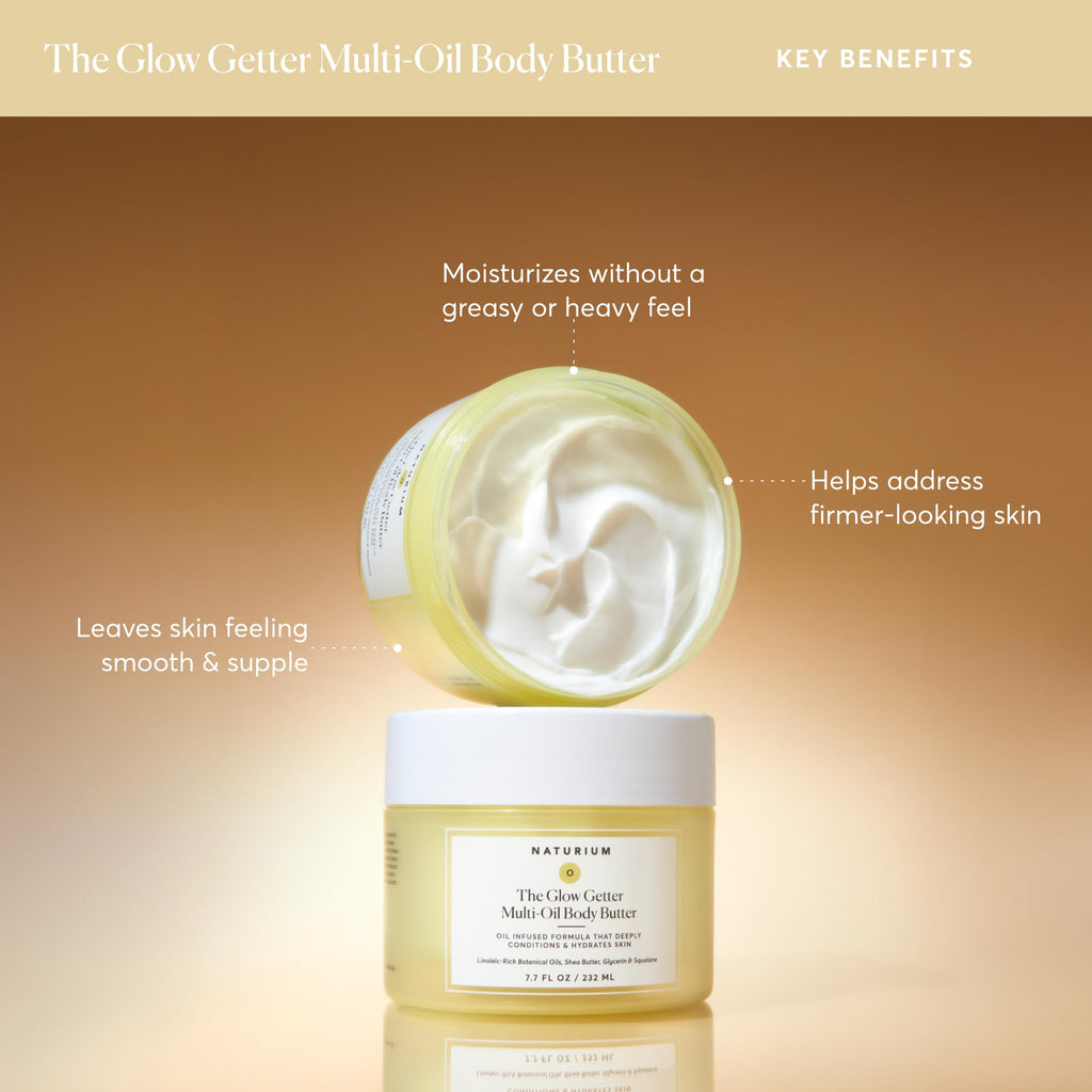 Naturium The Glow Getter Multi-Oil Body Butter, 7.7 fl oz | Nourishing Whipped Moisturizer, Oil Infused Formula with Shea Butter, Glycerin & Squalane, Deep Hydration for All Skin Types