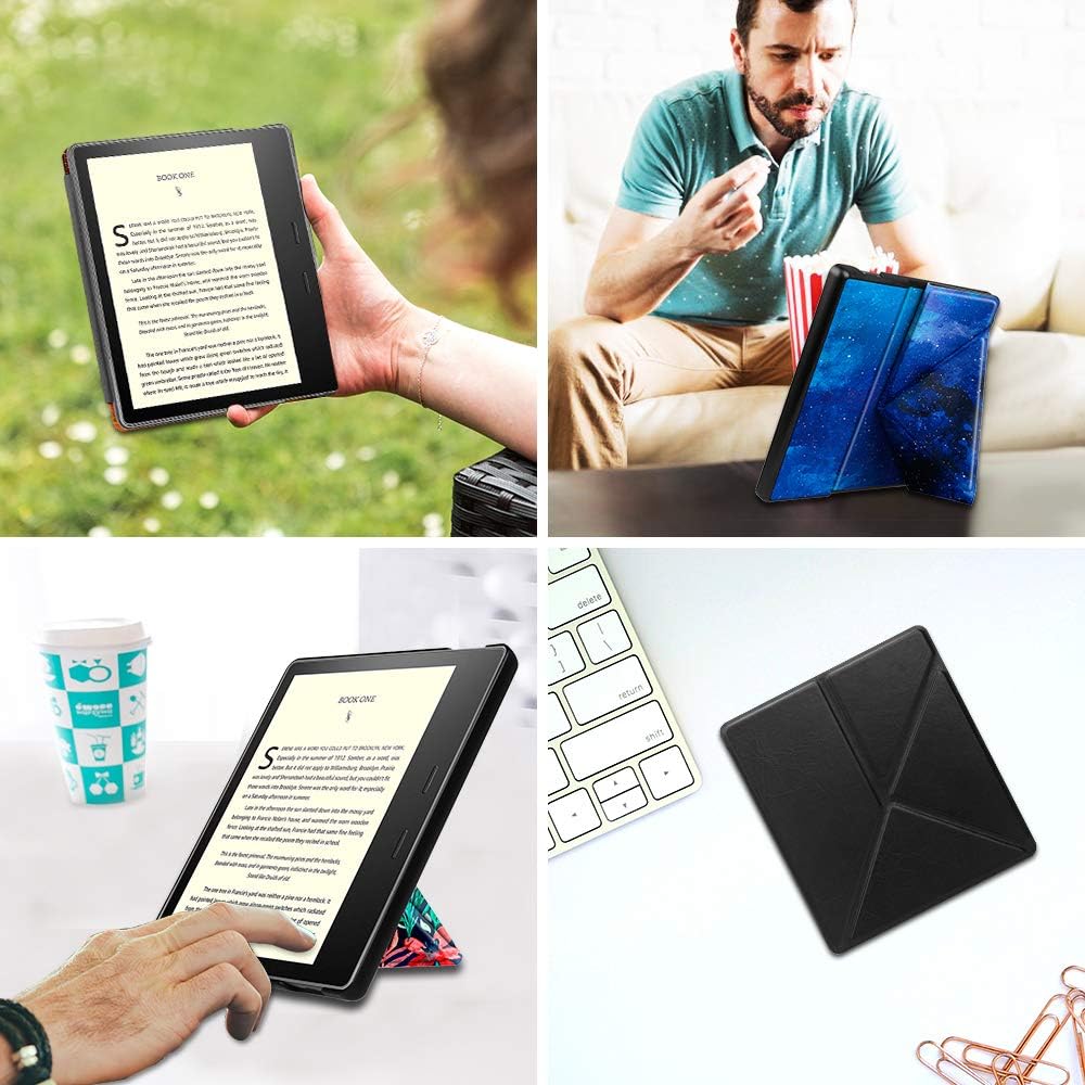 Buy now Fintie Origami Case for 7" Kindle Oasis (10th/9th Generation, 2019/2017 Release) - Slim Fit Stand Cover Support Hands Free Reading with Auto Wake Sleep, Denim Charcoal at indiglob india