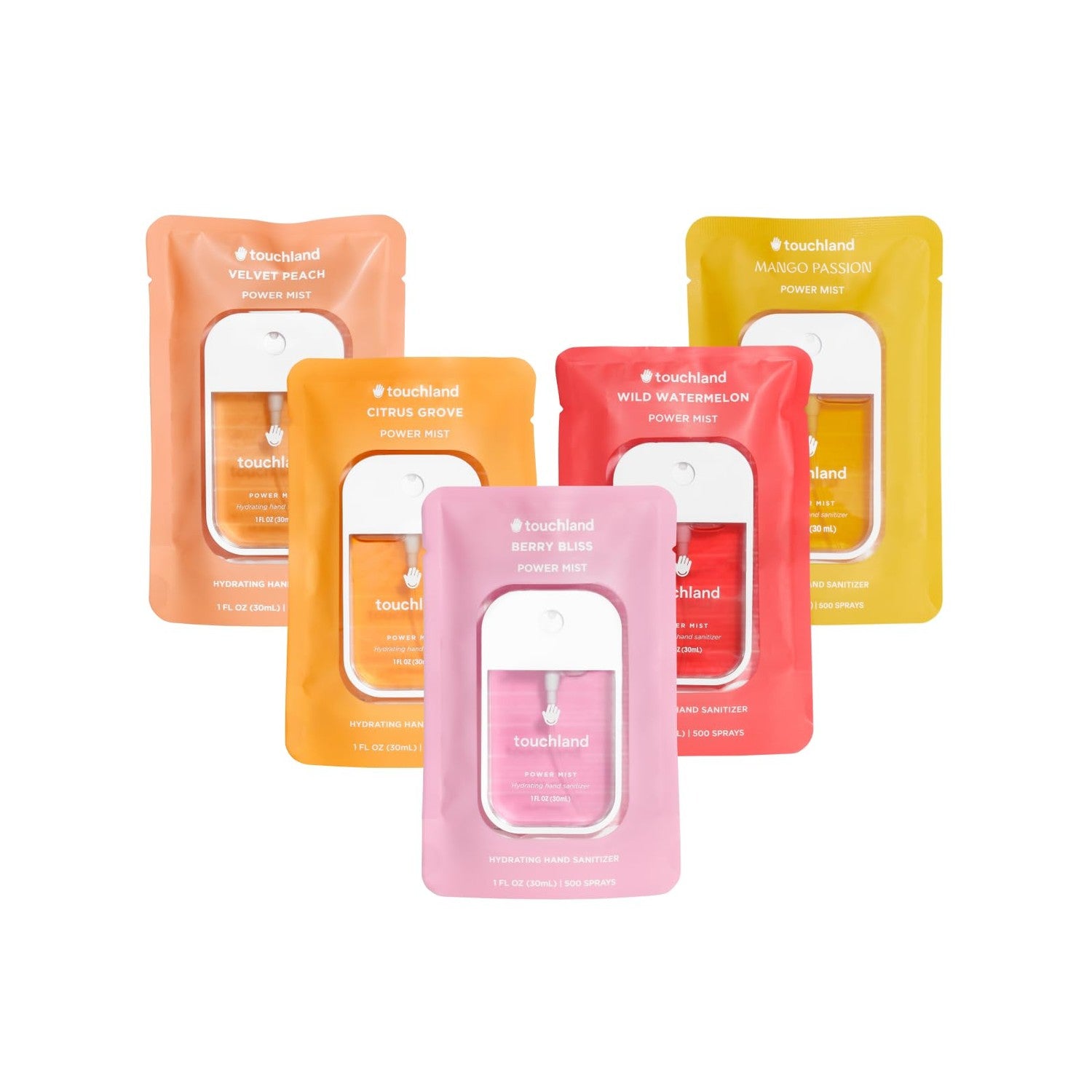 Buy now Touchland Hydrating Hand Sanitizer Spray, JUICY Trio Set (Watermelon, Peach, Berry), 1 FL. OZ. Travel Size Power Mist Sprays (Set of 3) Juicy Five Set at indiglob india