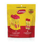 Carmex Classic Medicated Lip Balm Pack, Lip Moisturizer for Chapped Lips, 9-Count Variety Pack Bag (2 Tubes, 7 Sticks)