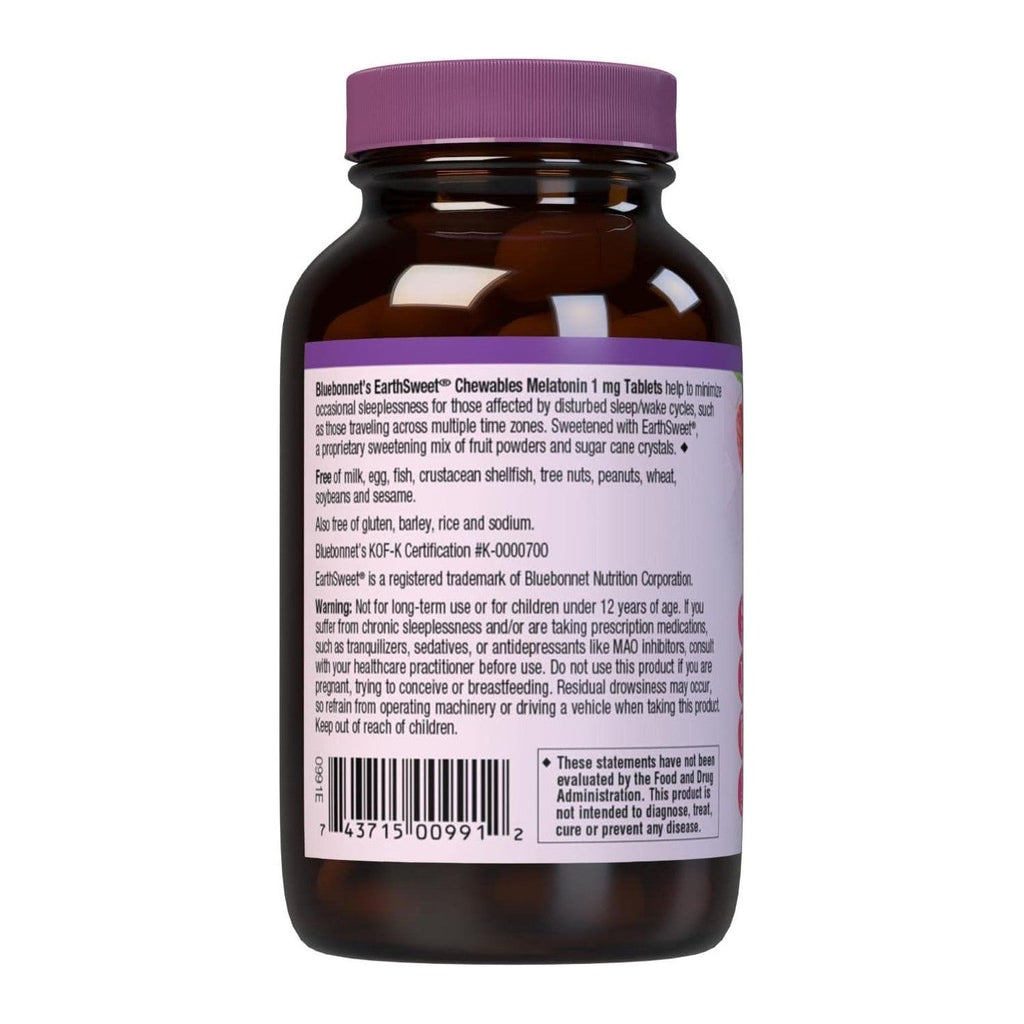 Buy now Bluebonnet Nutrition EarthSweet Melatonin 1 mg Fast-Acting Quick Dissolve Nighttime Relaxation & Restful Sleep Support - Sleep Aid - Gluten-Free, Vegan - Raspberry Flavor - 120 Chewable Tablets at indiglob india