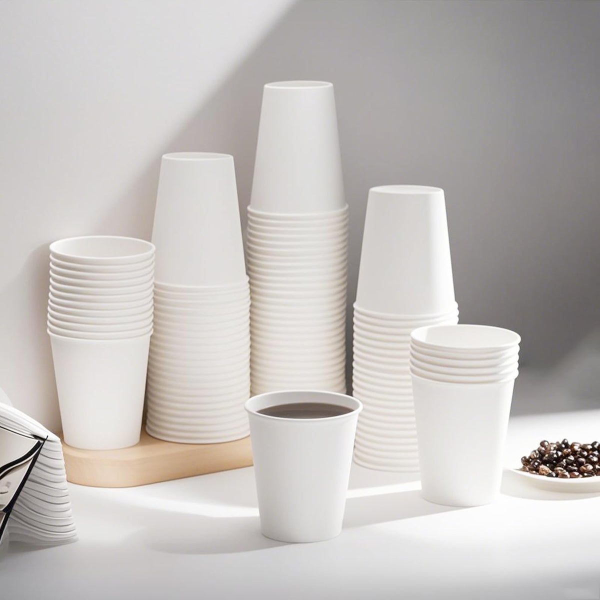 Paper Cups, 100 Pack 8 Oz Disposable Cups, Disposable Coffee Cups 8 Oz, Hot Cups Tea Cups Water Cups for Home Office Travel Party