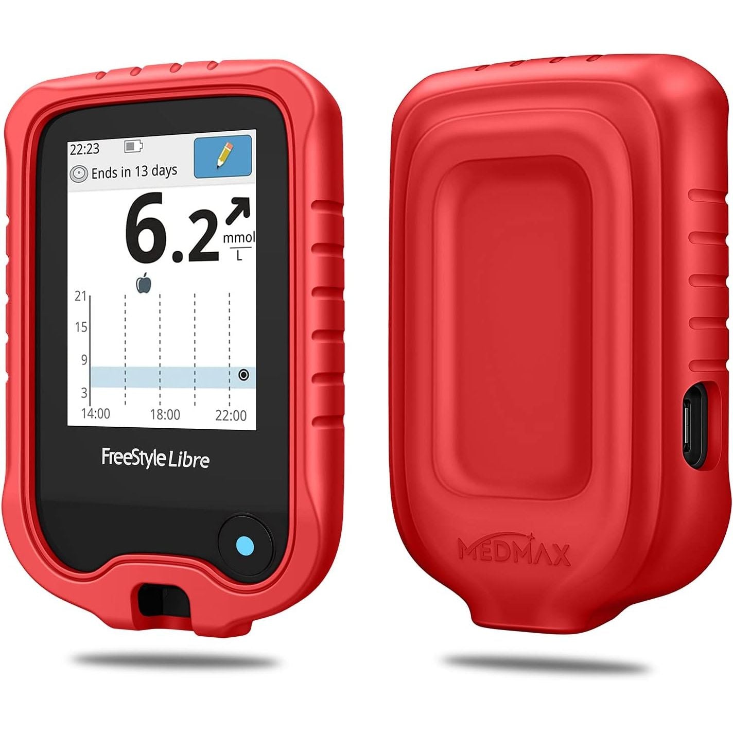 Buy now Silicone Case for Freestyle Libre 3 2 / Libre Reader, Lightweight Shockproof Anti Slip Protective Cover Soft Gel Skin with Raised Bezel (Black) Red at indiglob india