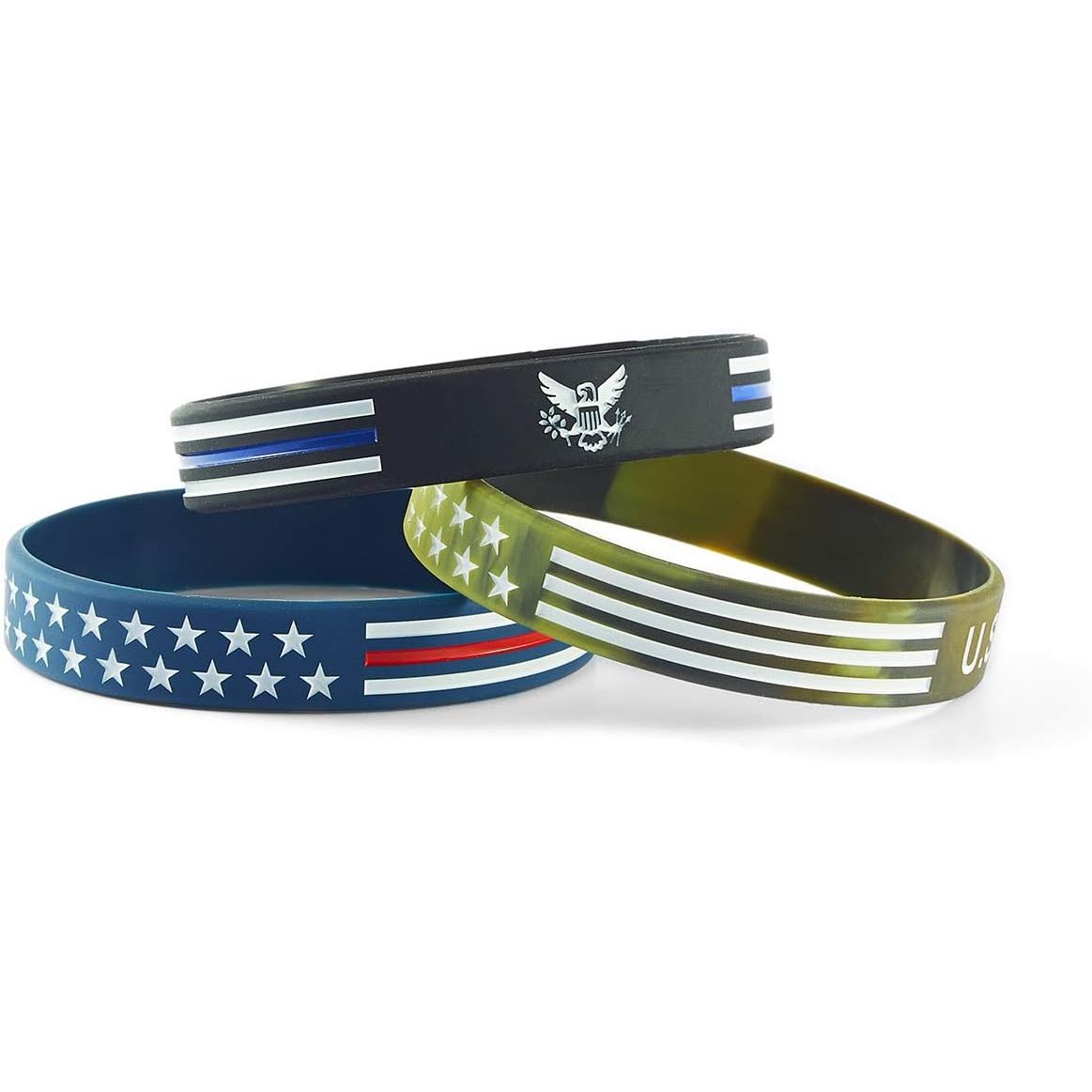 Buy now American Flag Rubber Bracelets Silicone Wristbands for Department,Officers,Veterans,American Patriots, Army fans Sport Fans Wearing and Special Gifts for Independence day,Parties,Events Youth 7” 3pcs 3Flags at indiglob india