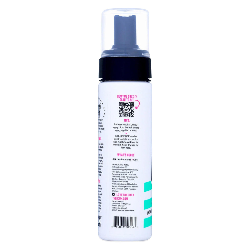 The Doux MOUSSE DEF Texture Foam, Multi-Use Styling Mousse, 7 oz | Styles, Conditions, Defines & Volumizes with Brilliant Shine, For All Curl Types & Textures, Non-Flaking Formula