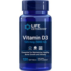 Life Extension Vitamin D3 5000 IU, 120 Softgels, 125mcg | 1 per day formula, Non-GMO and Gluten Free