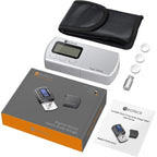 Buy now Neoteck Digital Turntable Stylus Force Gauge 0.01g/5.00g with Blue LCD Backlight Turntable Stylus Pressure Gauge with 5g Weight & Leather Case Accurate Tracking for Tonearm Phono Cartridge-Silver at indiglob india