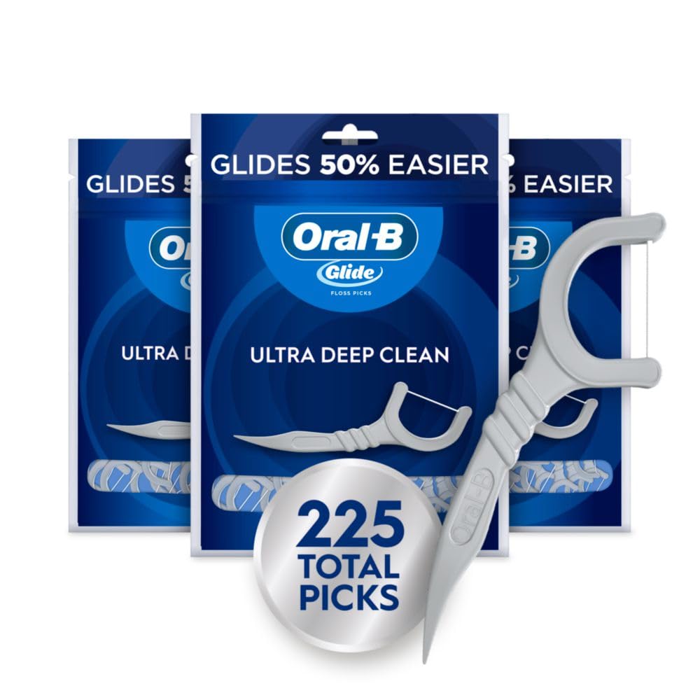 Buy now Oral-B Glide Ultra Deep Clean Floss Picks, Removes Food and Plaque, Cool Mint Flavor, 75 Floss Picks, Pack of 3 at indiglob india