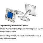 Buy now Blue Navy Crystal Square Cufflinks for Men Classical Cuff Links with Gift Box Elegant Style at indiglob india