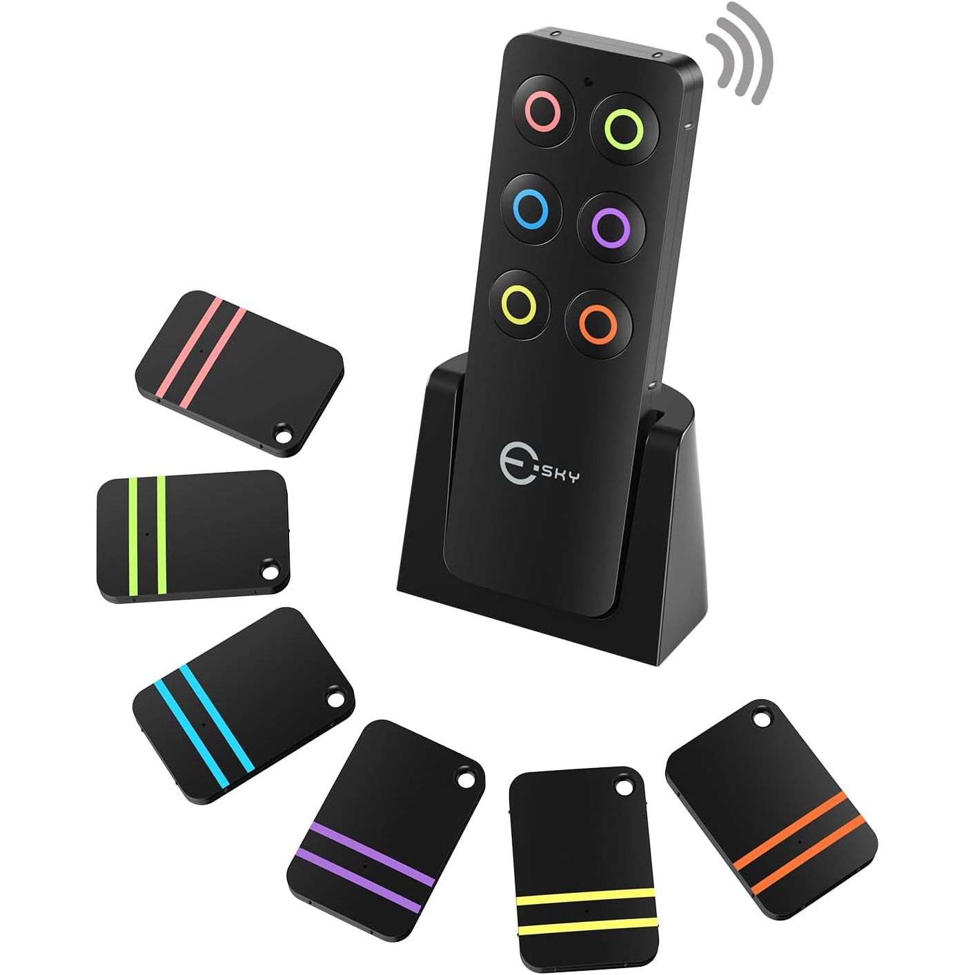 Buy now Esky Key Finder Locator with Sound, Stick-on TV Remote Control Finder, Item Locator Tags with 85dB Noise Sound 6 Receivers, Wallet Tracker Key Finders for Finding Keys, Remote Gift Idea at indiglob india