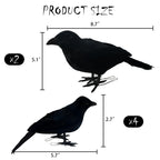 NEROSUN 6 Pack Halloween Black Feathered Crows, 5.7" & 8.7" Realistic Feathered Black Birds Raven, Halloween Decoration for Indoor Outdoor Home Yard Garden Party Decor