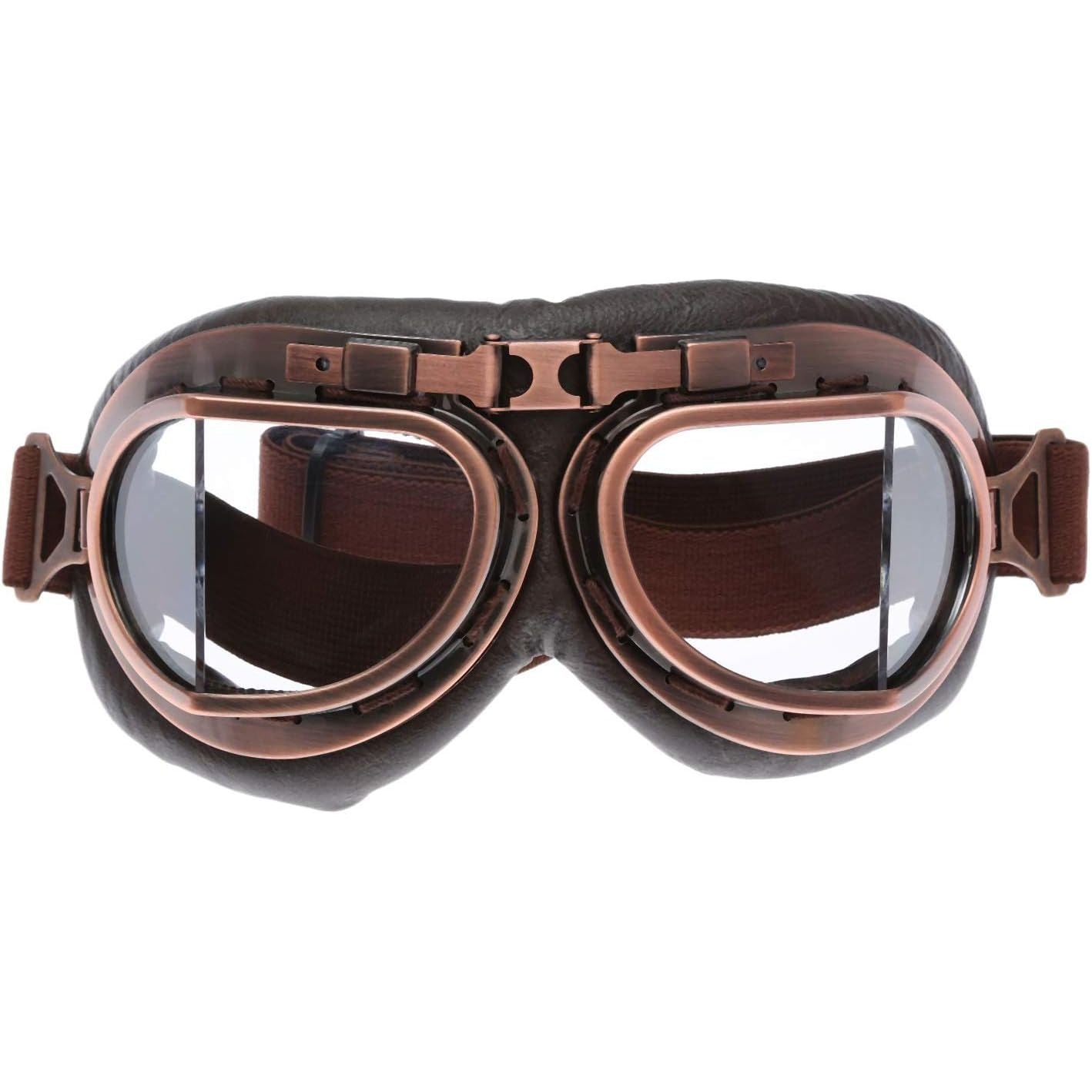 Buy now MUXSAM Vintage Motorcycle Goggles, ATV Motocross Goggles, Dirt Bike Racing Riding Off Road Scooter Glasses, Windproof Dustproof Eyewear for Adults Men Women, Copper Frame Smoke Lens Clear at indiglob india