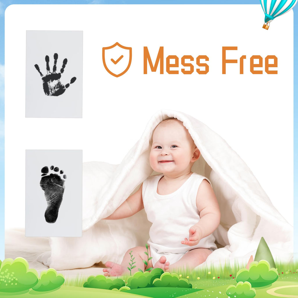 Jazb 6-Pack Newborn Baby Inkless Hand and Footprint Kit, Ink Pad Paw Print kit for Dogs, Dog Nose Print Kit, Dog Paw Print Kit - Baby Footprint Kit with Clean-Touch, 12 Imprint Cards (Jet Black)