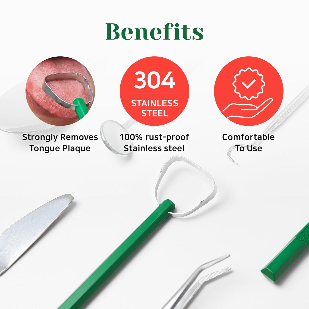 EUTHYMOL 304 Stainless Steel Tongue Scraper – Removes Tongue Plaque