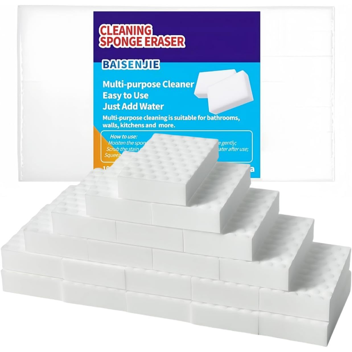 Buy now Magic Sponges Eraser,10 Pack Melamine Sponge in Bulk,2X Density,Long Lasting,Cleaning Sponge for Kitchen, Bathroom,Bathtub, Sink,Furniture, Wall Cleaner (White,3.93x2.36x0.79in) 3.93x2.36x0.79in Whiteï¼ˆ20pcsï¼‰ at indiglob india