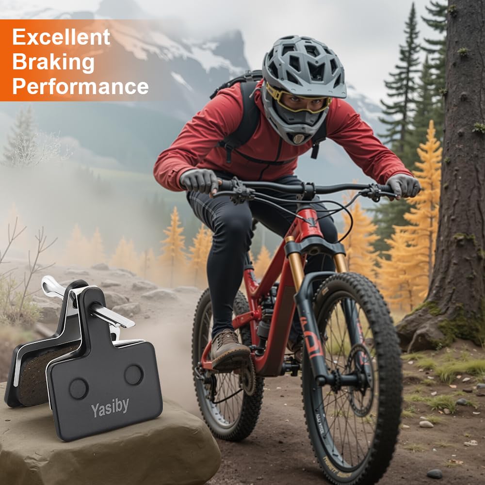 Bike Brake Pads, 4 Pairs Disc Brake Pads High-Performance with Installation Tools, Premium Semi-Metallic & Organic Resin MTB Bicycle Brake Pads Replacement Compatible with TRP Tektro Shimano Deore Br