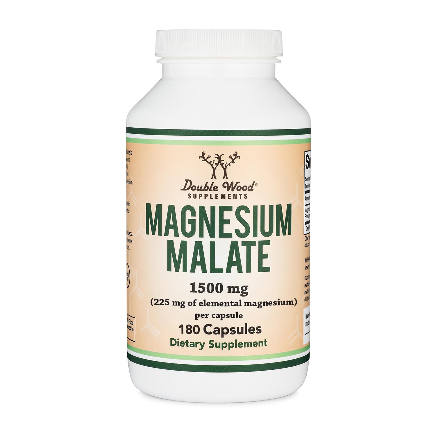 Magnesium Malate 1,500mg, Daytime Energy + Muscle Support, 420 Capsules | Daytime Energy + Muscle Supplement, 225mg Elemental Mg per Serving, Malic Acid for Cellular Energy, Vegan + Non-GMO