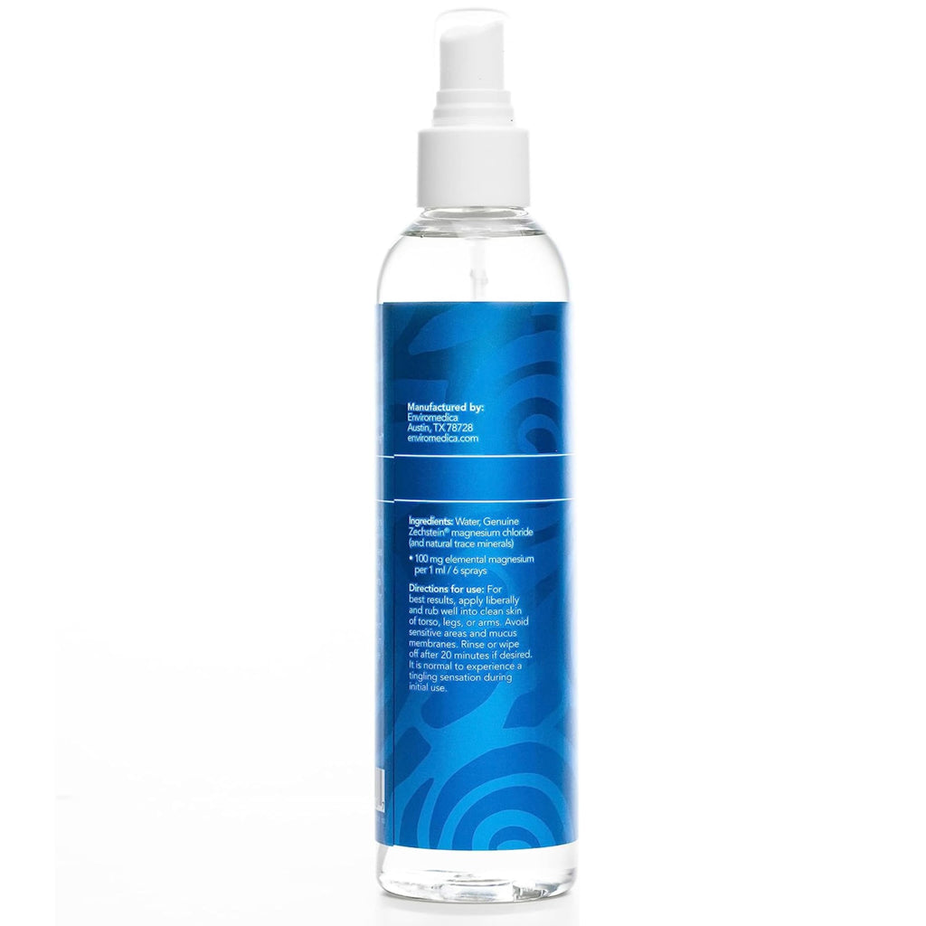 Ancient Minerals Magnesium Oil Spray, Zechstein Chloride, 8oz | Pure Zechstein magnesium chloride topical spray for skin. Fast-absorbing magnesium mist. 8 fl oz.