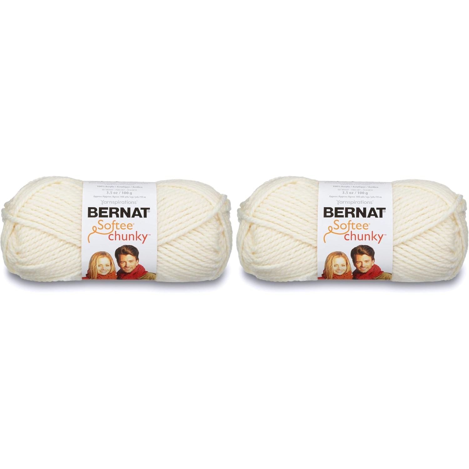 Buy now Bernat Softee Chunky Yarn, 3.5 Oz, Gauge 6 Super Bulky, Grey Heather Pack of 2 Natural at indiglob india