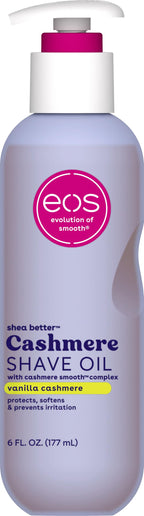 Buy now eos Cashmere Shave Oil â€“ Fresh & Cozy, Moisturizing Shave Oil with Shea Butter & Glycerin, Helps Prevents Irritation & Razor Burn, Vegan, 6 fl oz at indiglob india
