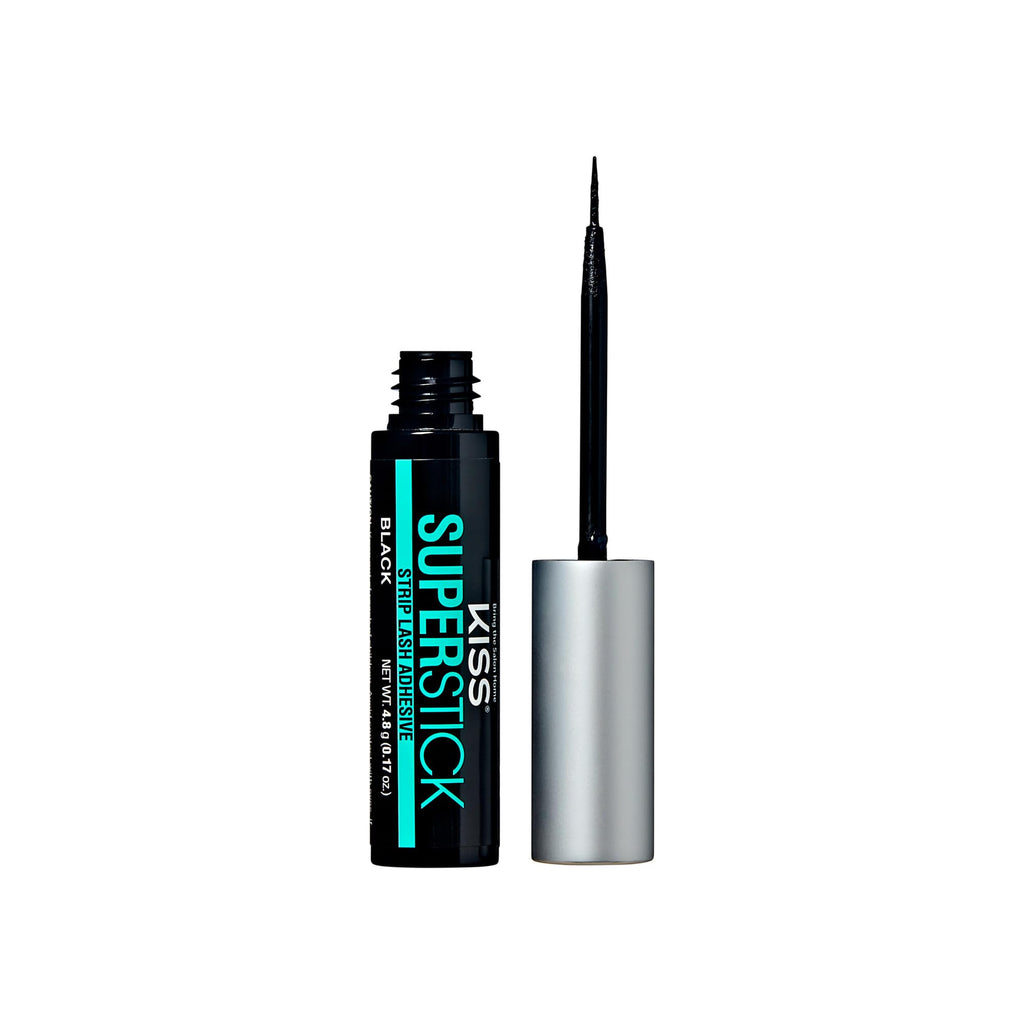 Kiss SuperStick Lash Glue for Strip Eyelashes, Black, 0.17 Oz (4.8 g), Dermatologist-Tested, Extended Wear Lash Adhesive, Easy-to-Apply Quick-Dry Brush Applicator, Waterproof on Normal Skin