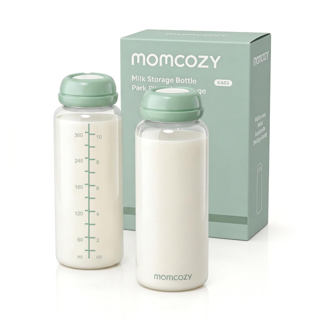 Momcozy Natural Baby Bottle, 12oz Narrow-Neck Breast Milk Container, Breastmilk Storage Bottle for Fridge & Momcozy Breast Milk Cooler, BPA Free Milk Collection Bottles, Breastfeeding Essential, 2PCS