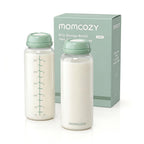 Momcozy Natural Baby Bottle, 12oz Narrow-Neck Breast Milk Container, Breastmilk Storage Bottle for Fridge & Momcozy Breast Milk Cooler, BPA Free Milk Collection Bottles, Breastfeeding Essential, 2PCS