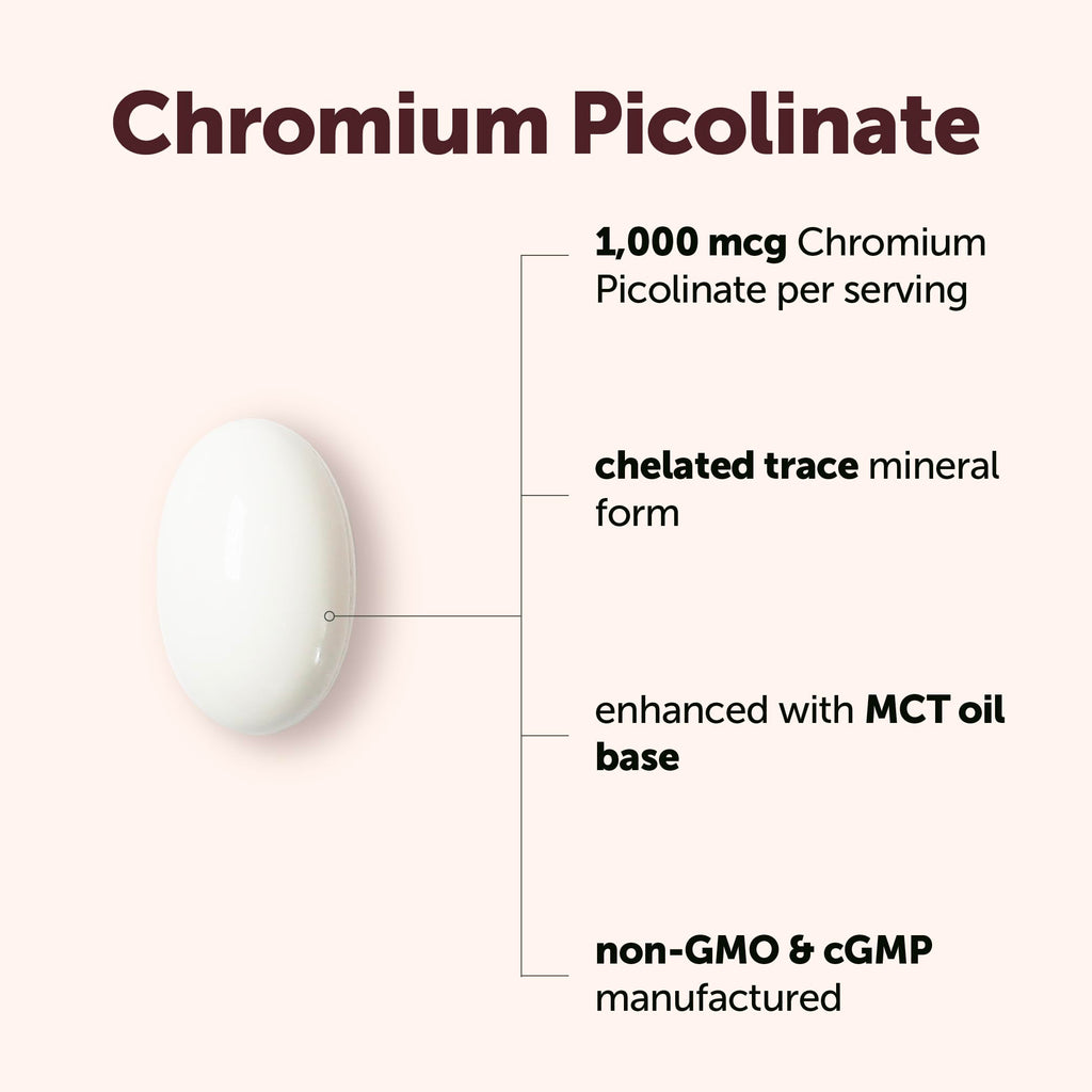 Chromium Picolinate 1,000 mcg Per Serving, 500 Softgels, 1 Year Supply