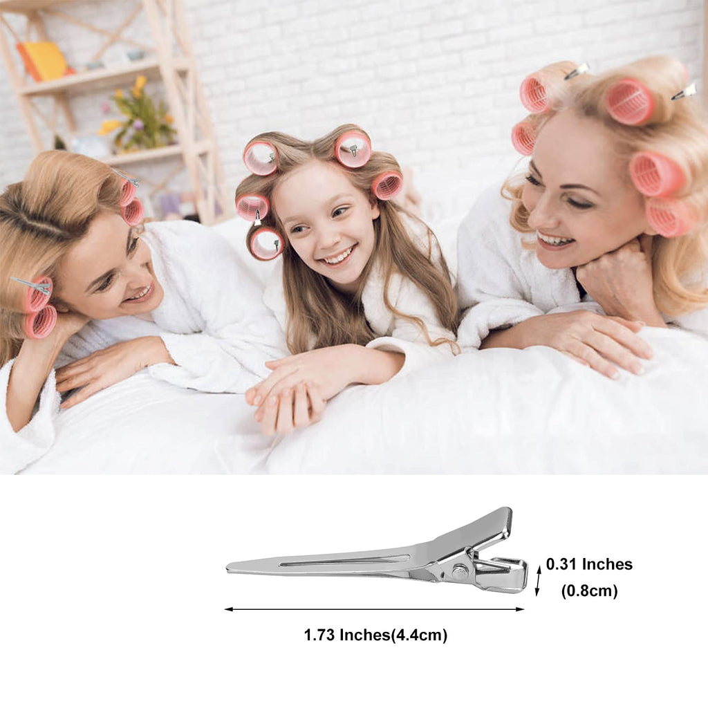 HiJeaton Metal Silver Loc Clips for Hair Retwist Dread Pin Curl Pro Styling | 90 Pcs Duck Bill Alligator Clips Nonslip Rustproof Strong Grip for Thick Hair, Sectioning Rollers Salon Bows Small Single DIY