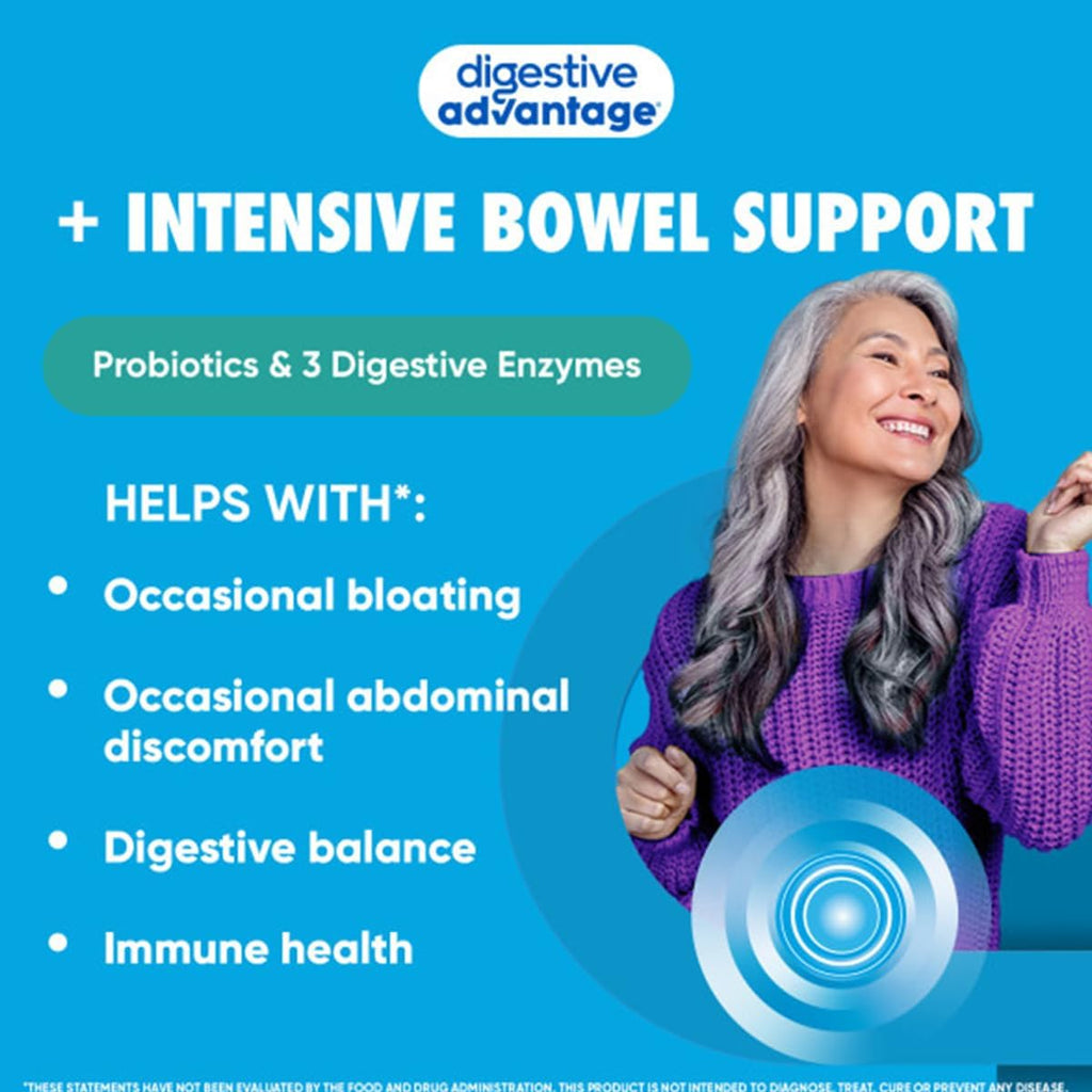 Buy now Digestive Advantage Intensive Bowel Support Probiotic Supplement 32 Capsules, Defends Against Gas, Bloating, Abdominal discomfort, Survives 100x Better at indiglob india