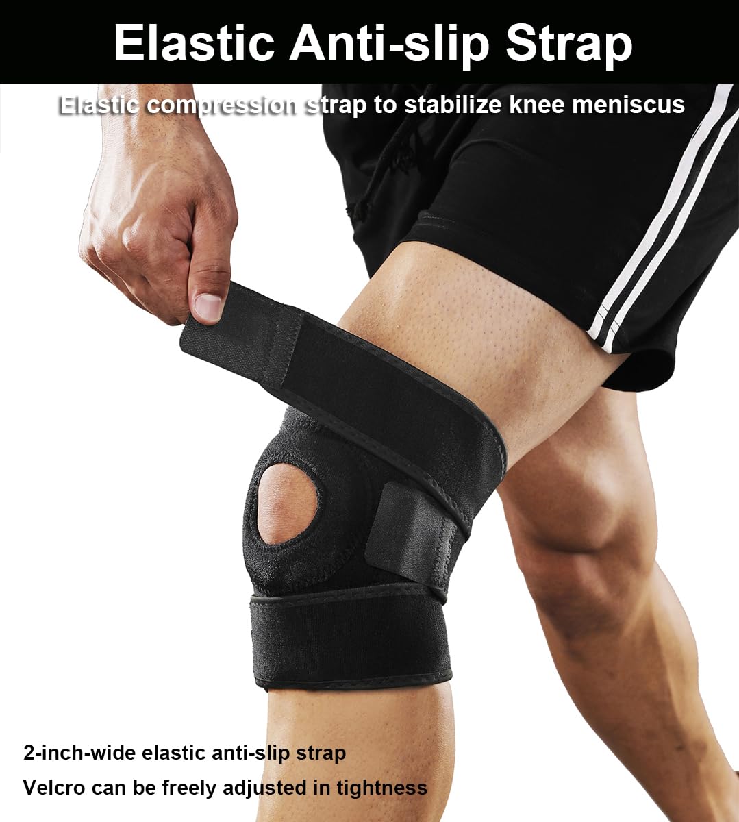 SUJAYU Knee Brace for Women Men with Side Stabilizers, 2 Pack Knee Braces for Knee Pain ACL MCL Arthritis Joint Pain Relief, Adjustable Compression Sleeve Patellar Tendon Support Strap