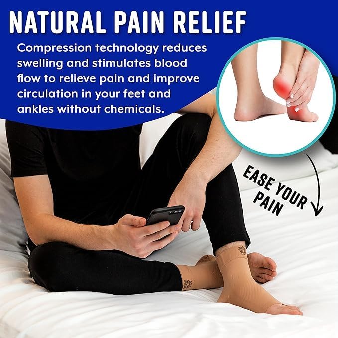Buy now Bitly Plantar Fasciitis Compression Socks for Women & Men - Best Ankle Compression Sleeve, Nano Brace for Everyday Use - Provides Arch Support & Heel Pain Relief (Black, Medium) at indiglob india