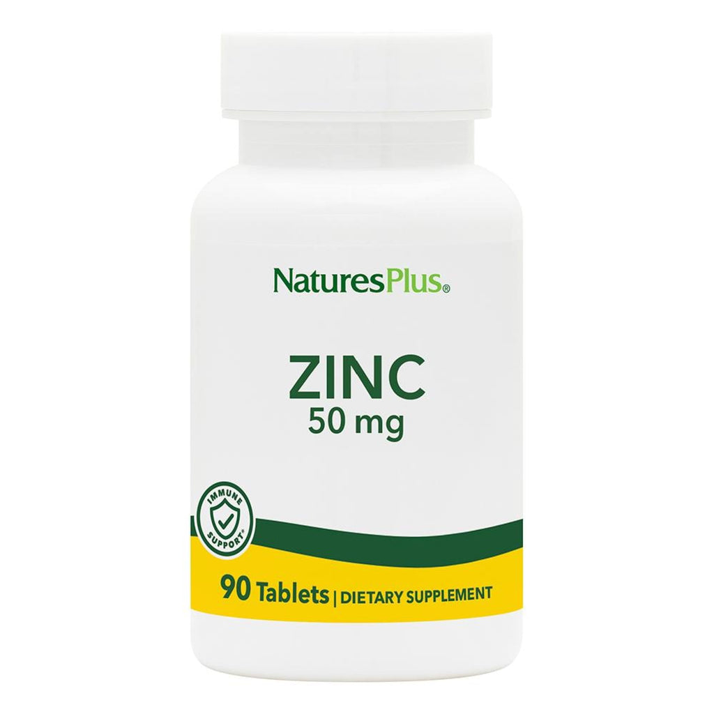 NaturesPlus Zinc - 50 mg, 90 Tablets - Supports Immune Health & Overall Well-Being - High-Potency Amino Acid Chelate Form - Gluten Free, Vegetarian - 90 Servings