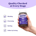 BeLive Iron Gummies, Multivitamin Supplement, Blood Oxygen Support, 120 Ct | With Vitamin C, B Complex, Folate, and Zinc for Women, Men & Kids for Growth and Development, Grape Flavor