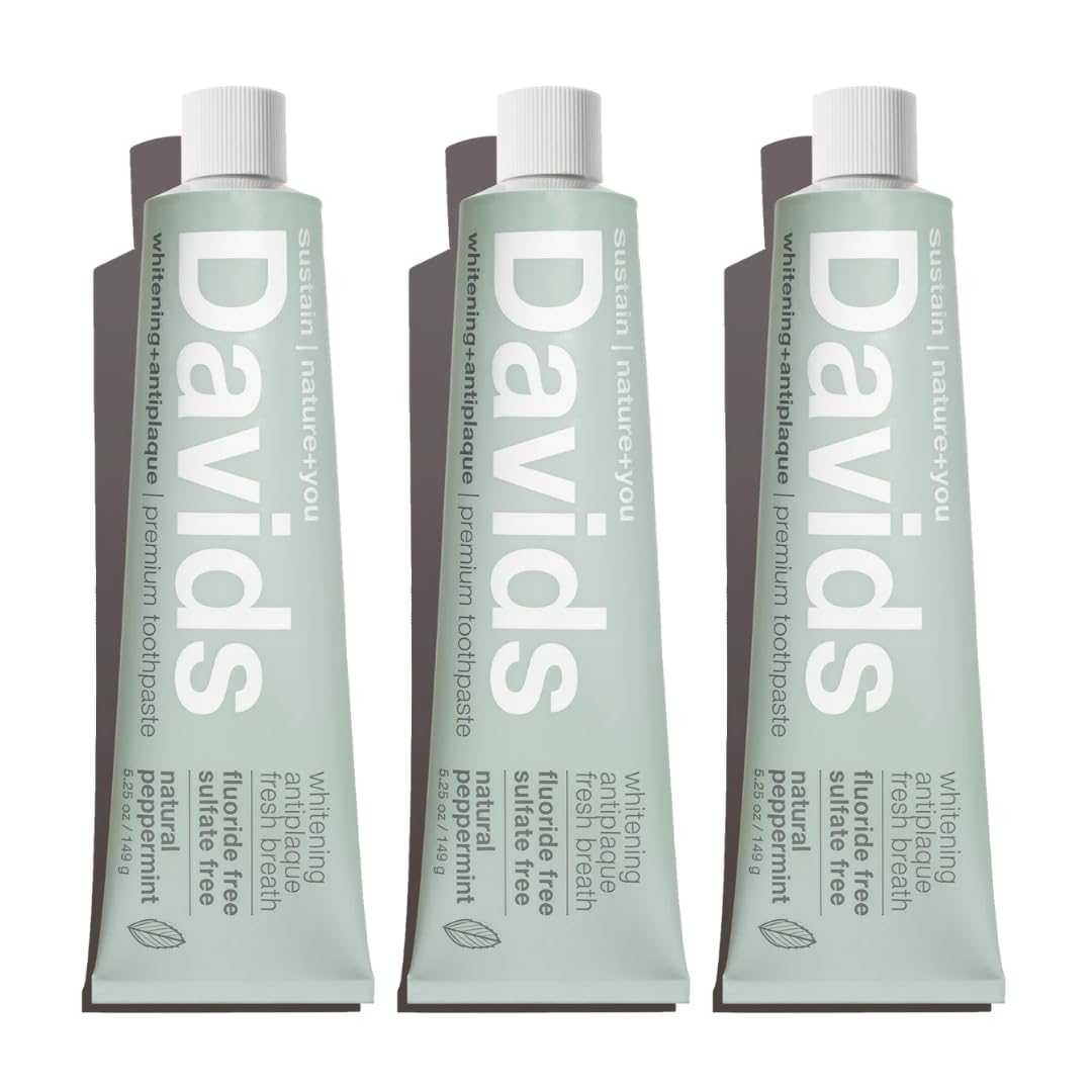 Buy now Davids Fluoride Free Toothpaste, Teeth Whitening, Antiplaque, SLS (Sulfate) Free, Promotes Enamel Health, Mouth & Gum Detox, EWG Verified, Peppermint, 5.25oz 5.25 Ounce (Pack of 3) Peppermint at indiglob india