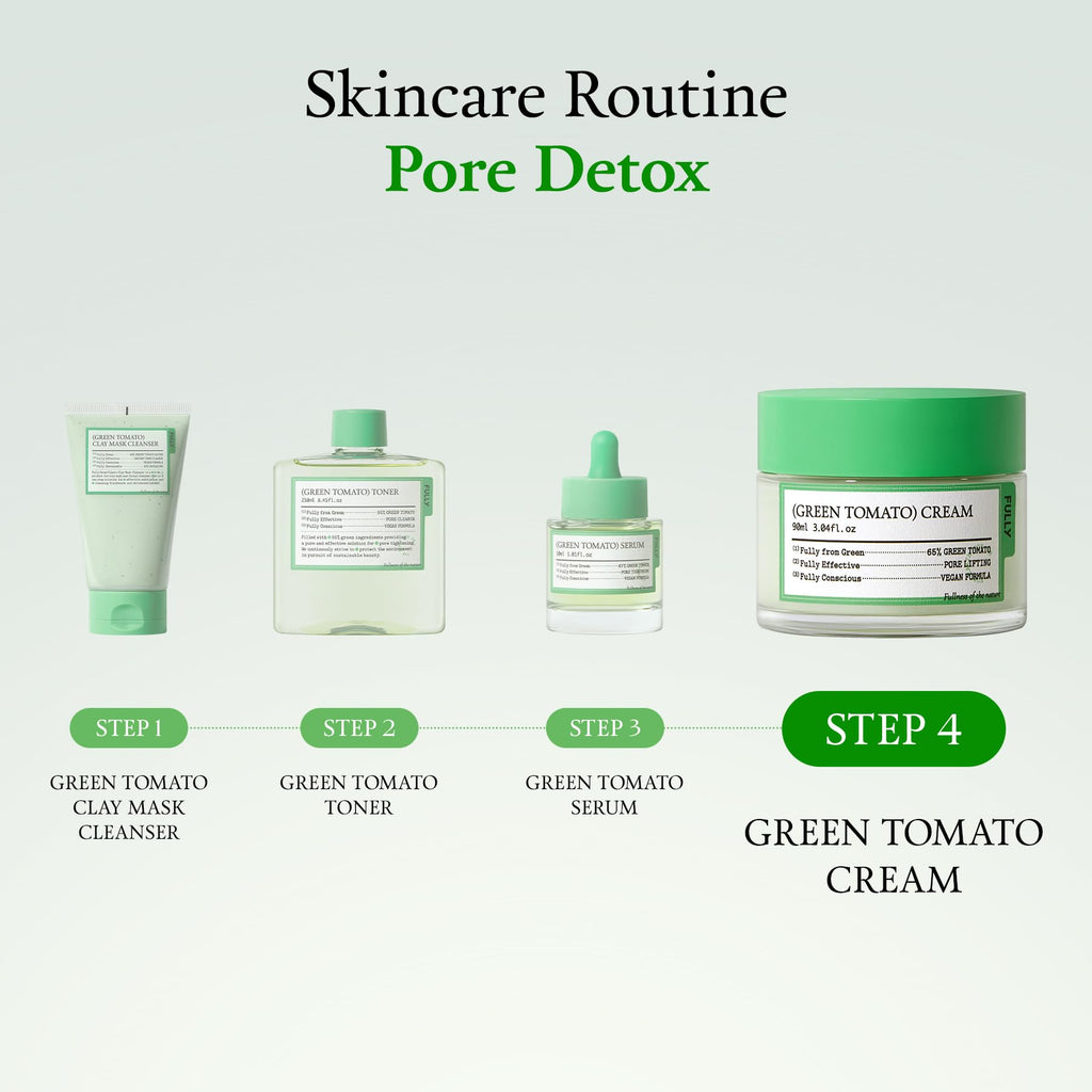 FULLY Green Tomato Facial Cream, Pore Lifting with 65% Green Tomato Extract and Vitamin C, Facial Moisturizer for Hydration and Elastcity,3.04 fl,oz, Exp JAN 2027