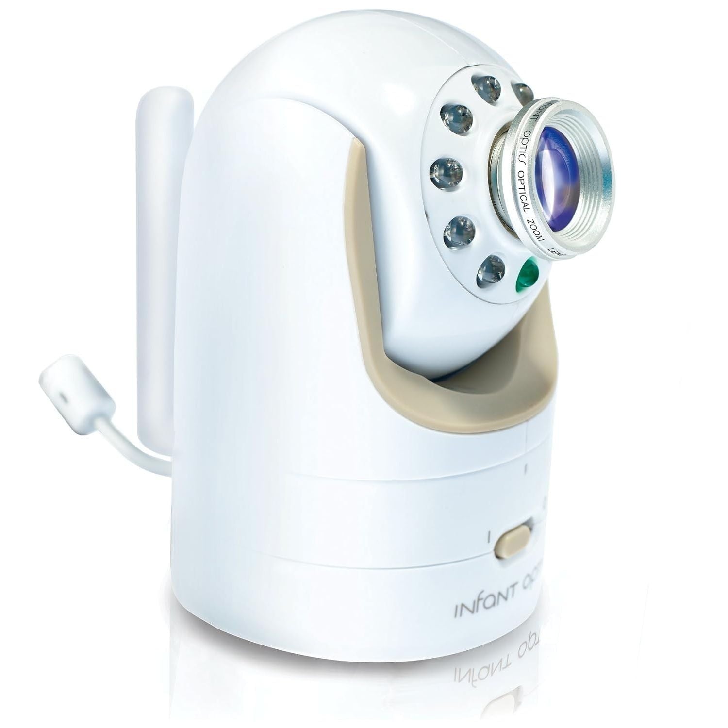 Buy now Infant Optics DXR-8 480p Video Baby Monitor, Non-WiFi Hack-Proof FHSS Connection, Interchangeable Lenses, Pan Tilt Zoom, LED Sound Bar, Night Vision, and Two-way Talk, low battery at indiglob india