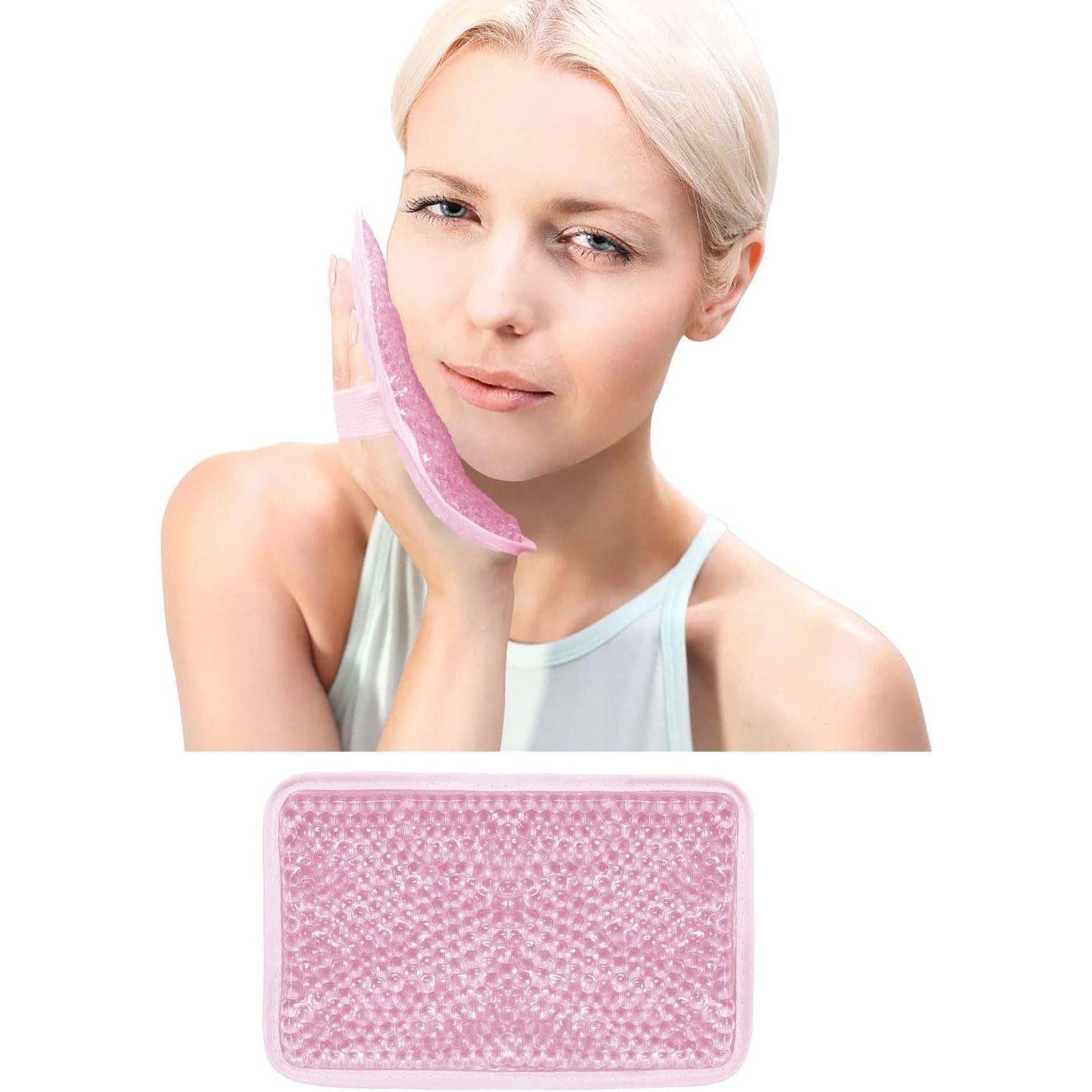 Buy now Gel Beads Ice Pack Ice Bag with Strap-1 Pack Reusable Hot & Cold Pack Compress for Knee, Shoulder, Foot, Back, Ankle, Neck, Hip, Elbow, Wisdom Tooth-7.76''x4.93''(Blue) Pink at indiglob india