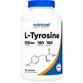 Nutricost L-Tyrosine Supplement 500mg, 180 Capsules, Gluten-Free, GMO-Free