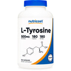Nutricost L-Tyrosine Supplement 500mg, 180 Capsules, Gluten-Free, GMO-Free