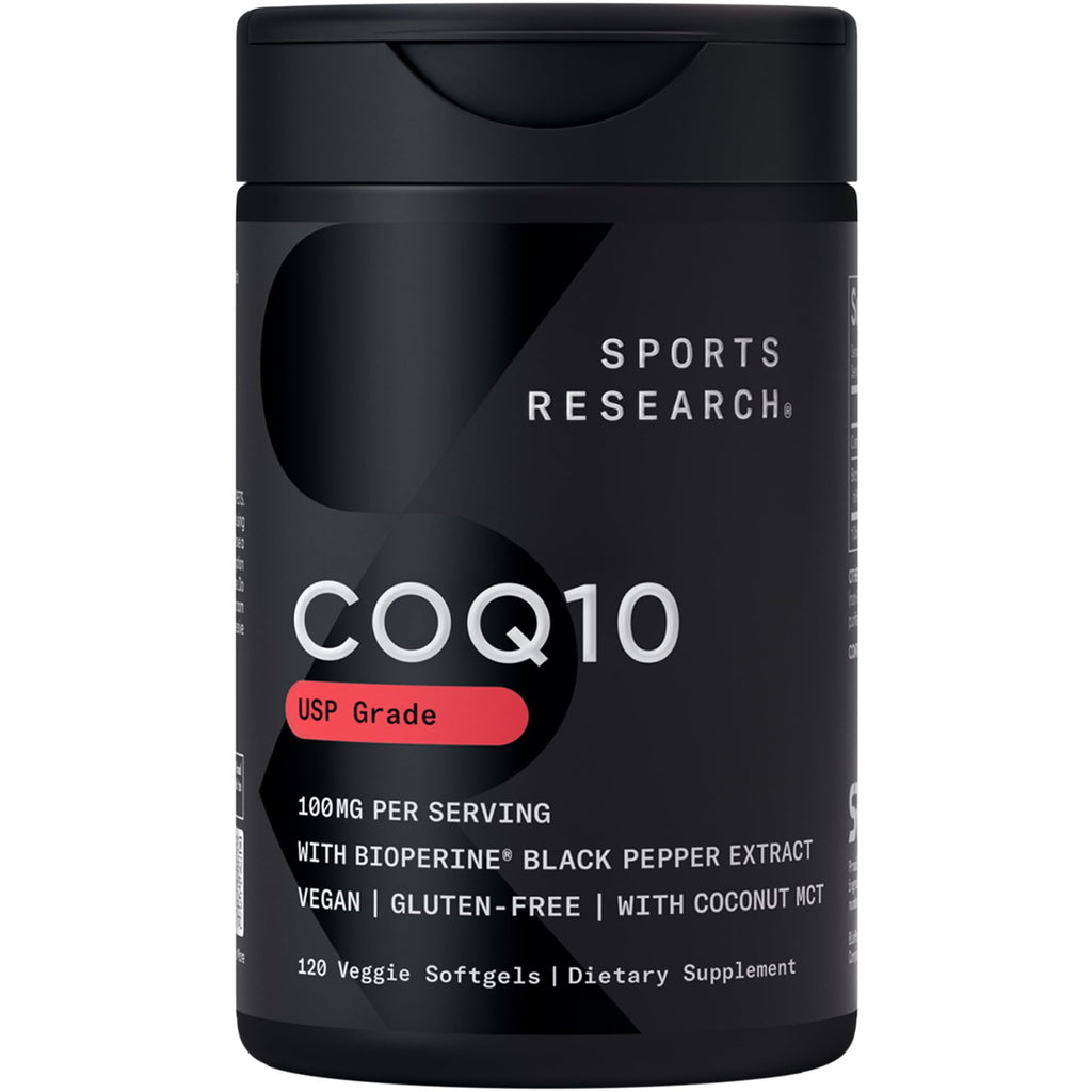 Sports Research® CoQ10 200mg, 90 Count Plantgels™ | Formulated w/Coconut Oil for Better Absorption · Supports Cardiovascular Function* · Vegan Certified, Non-GMO, Gluten-Free