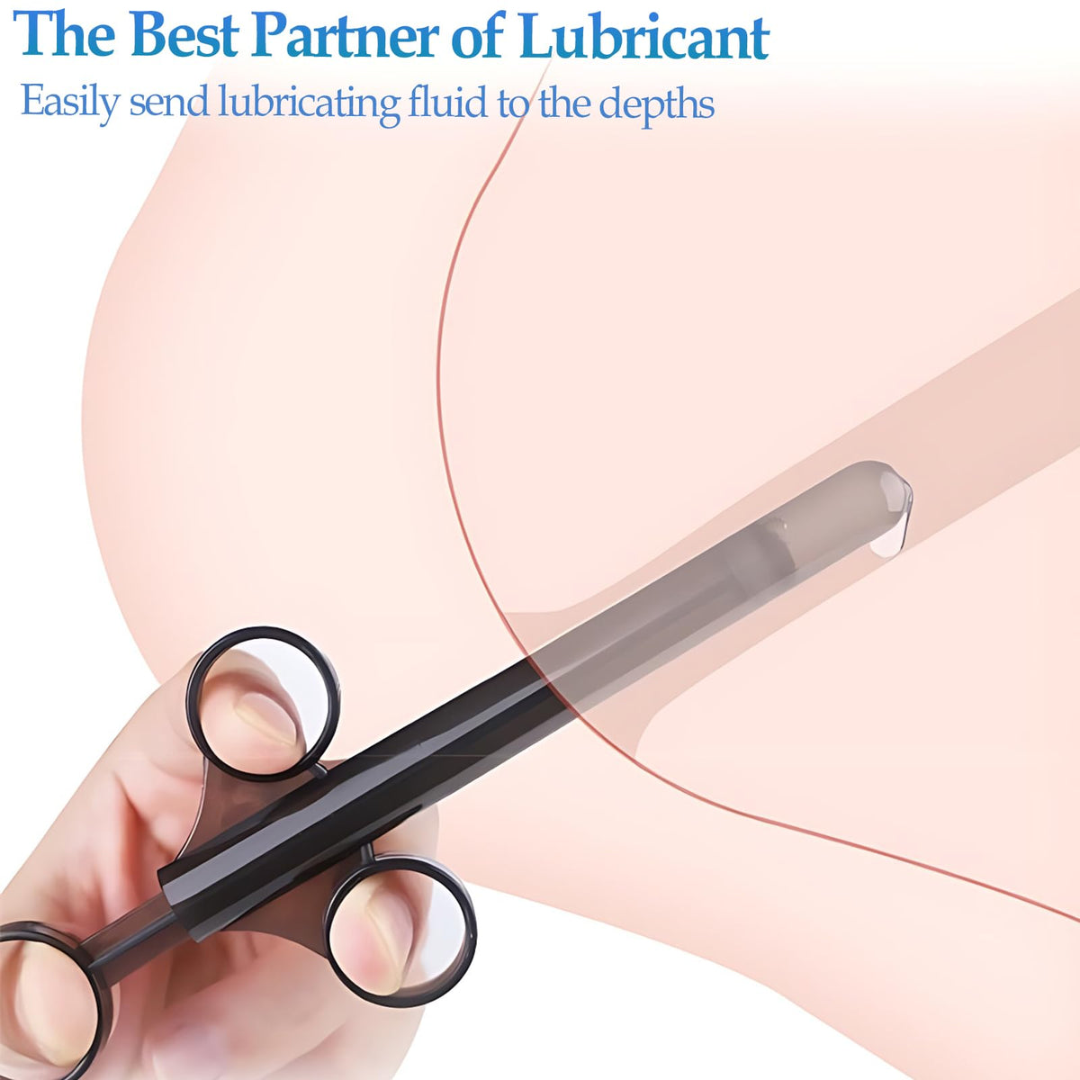 Lube Applicator Injectors with 10ml Precise Scales, 6.5” Long, Anal Shooter with Air-Proof Silicone Cap, Lubricant Applicator for Men, Women & Couples